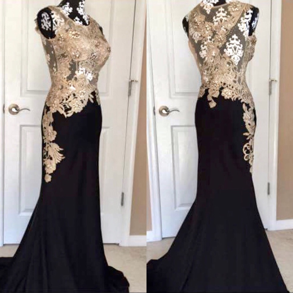 Brand New Black & Gold Formal Gown - Picture 3 of 5